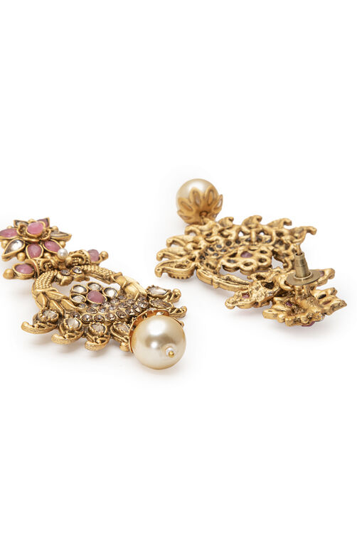 Pink Metal Brass Earring image number 2