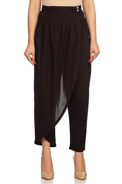 Black Cotton Fusion Pants image number 2