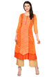 Orange Flared Polyester Kurta image number 0