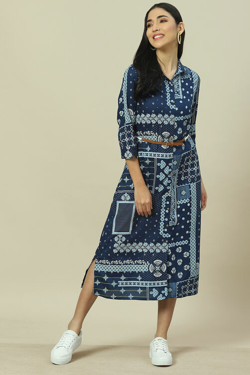 Indigo LIVA Straight Dress image number 0