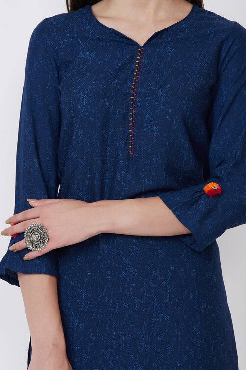 Indigo Viscose Rayon Straight Kurta image number 1