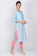 Blue Cotton Straight Kurta image number 3