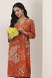 Orange Viscose Polyester Viscose Rayon Kurta Pants Set image number 7