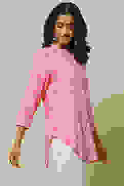 Pink Floral Printed Straight Indie Top image number 4