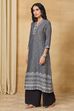 Grey Cotton Straight Printed Kurta image number 3