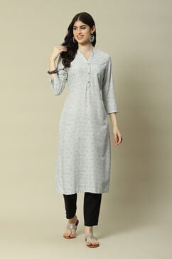 White LIVA Straight Printed Kurta image number 0