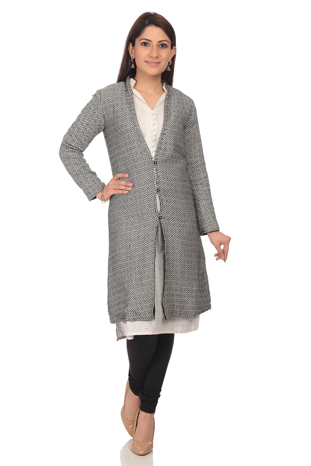 Buy Black Straight Cotton Jacket 1N by Rangriti