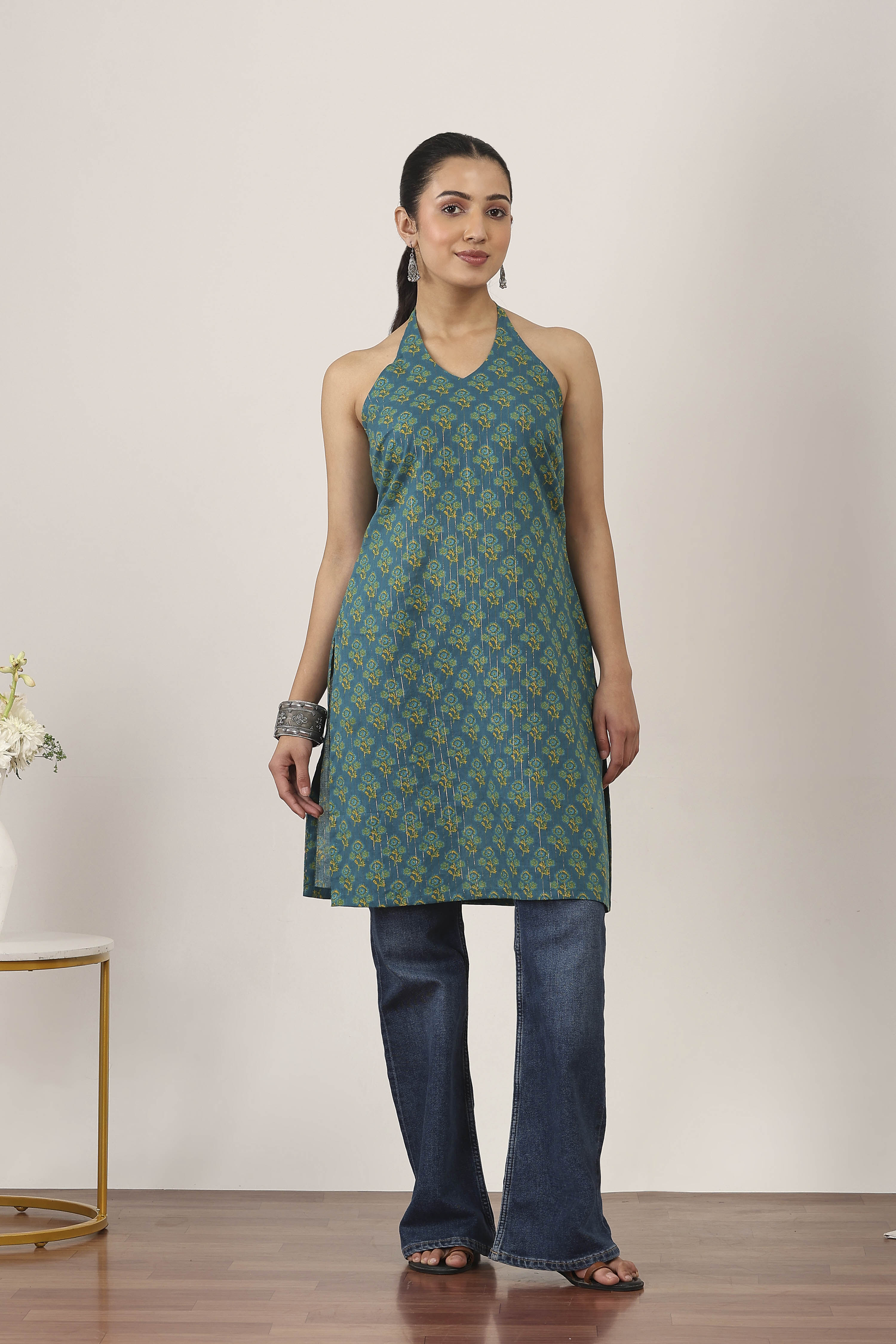 Blue Cotton Straight Kurtas image number 5