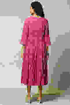 Pink LIVA Straight Printed Kurta image number 3