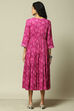 Pink LIVA Straight Printed Kurta image number 3