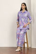 Purple Cotton Blend Cotton Flex Kurta Pants Set