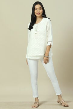 White Cotton Straight Top image number 0