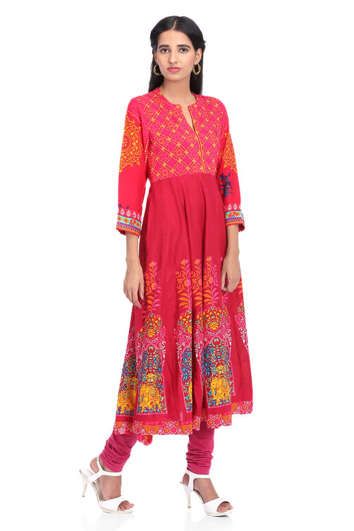 Off White Kalidar Viscose Rayon Kurta image number 2