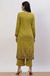 Olive Green Acrylic Straight Suit Set image number 4