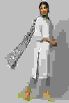 White Rayon Straight Suit Set image number 6