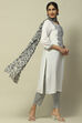 White Rayon Straight Suit Set image number 6