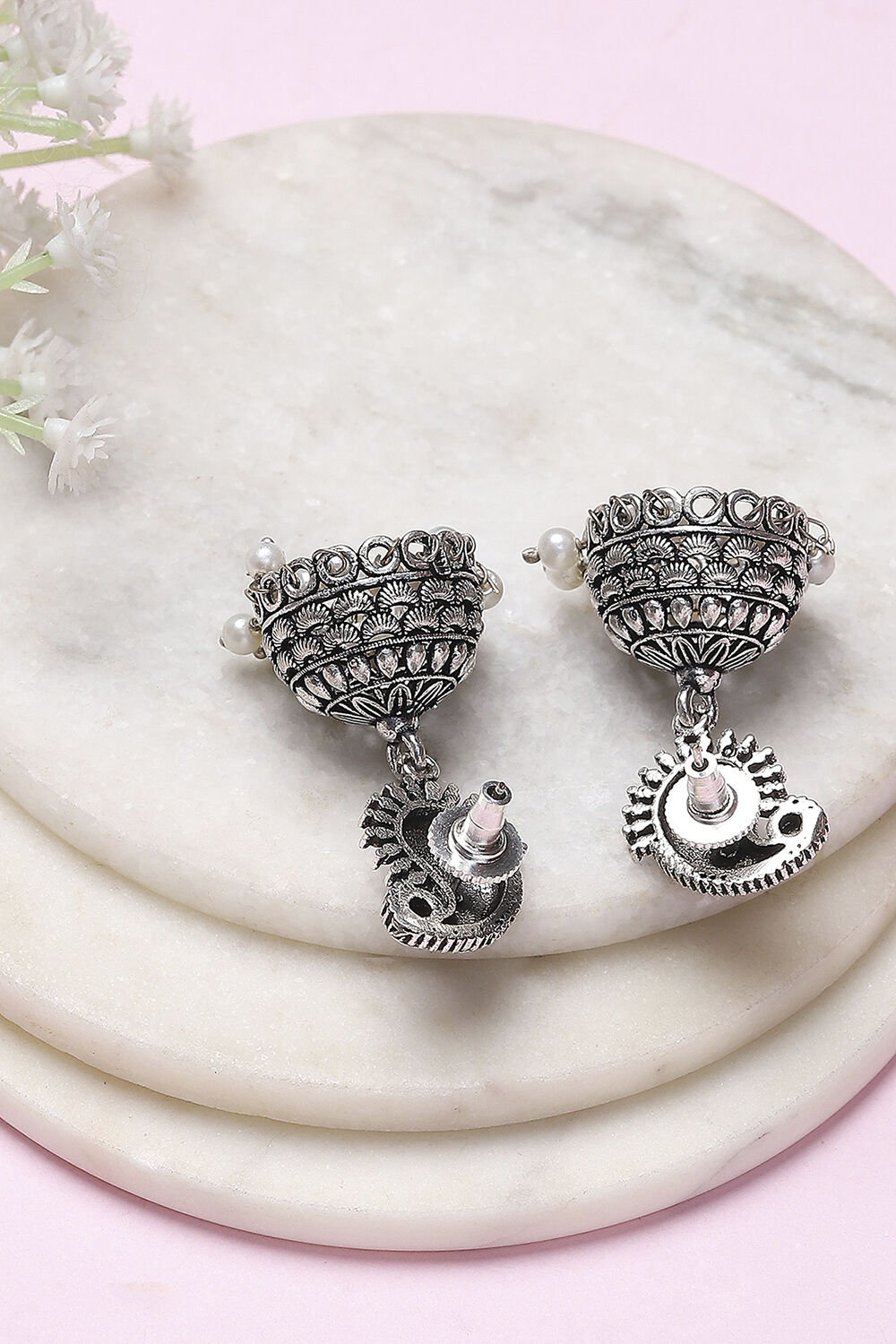 Navy Brass Jhumka image number 2