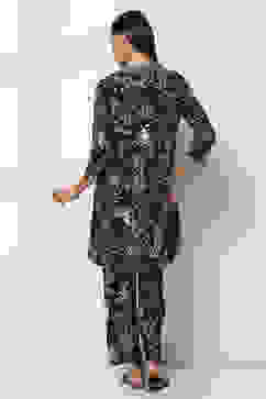 Navy Blue Printed Straight Co-ord Set image number 4