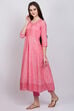 Pink Cotton Anarkali Kurta image number 0