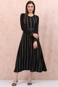 Black Acrylic Kalidar Kurta image number 3