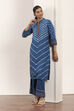 Indigo Blue Viscose Rayon Straight Kurta Pants Set image number 7