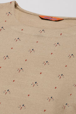 Beige Acrylic Straight Suit Set image number 1
