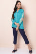 Blue Viscose Rayon Short Top image number 3