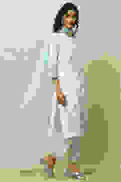 White Cambric Floral Printed Straight Kurta Set image number 6