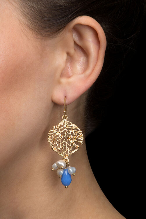 Blue Metal Brass Drop Earrings image number 0