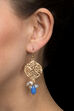 Blue Metal Brass Drop Earrings