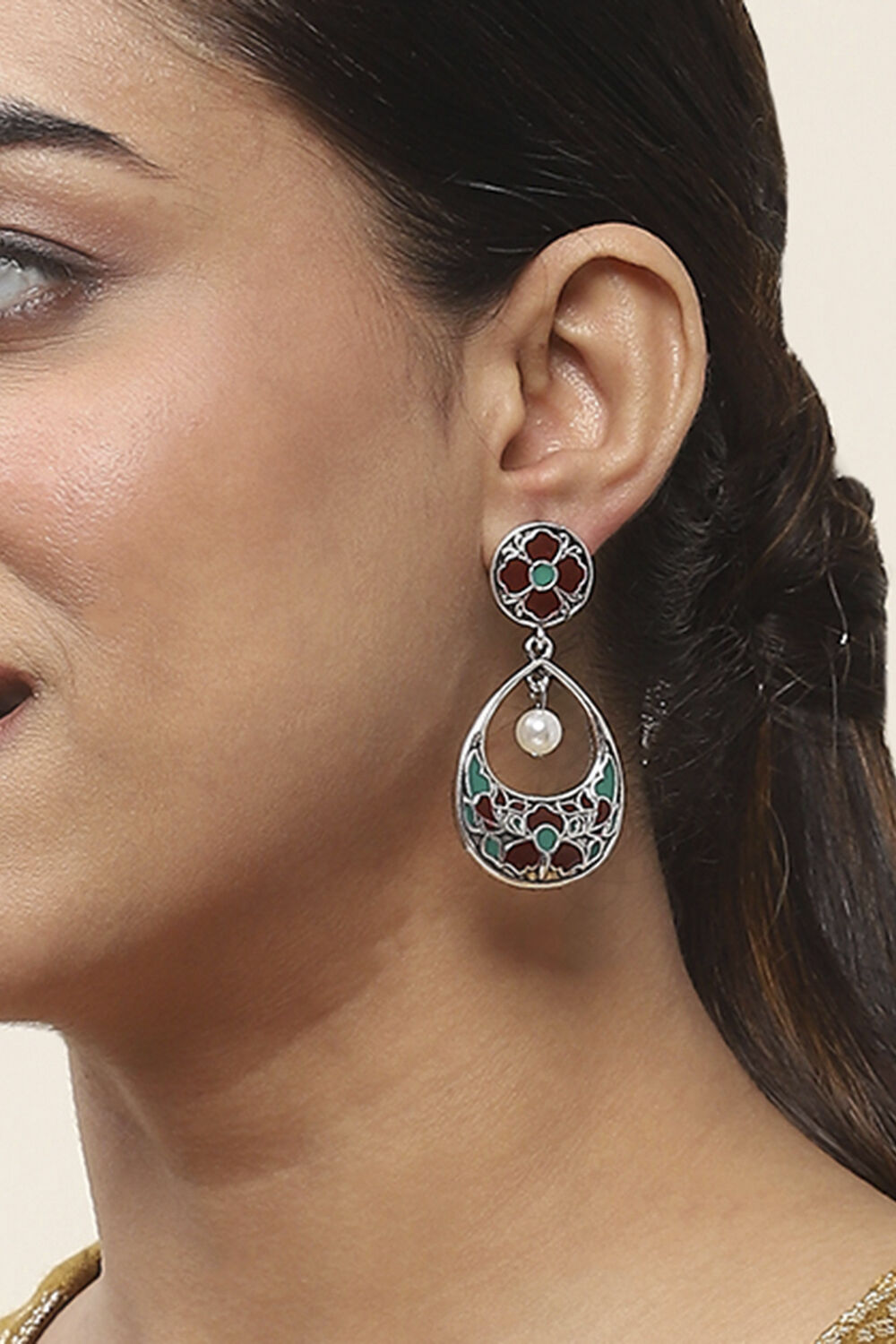 Red Oxidize Alloy Danglers image number 1