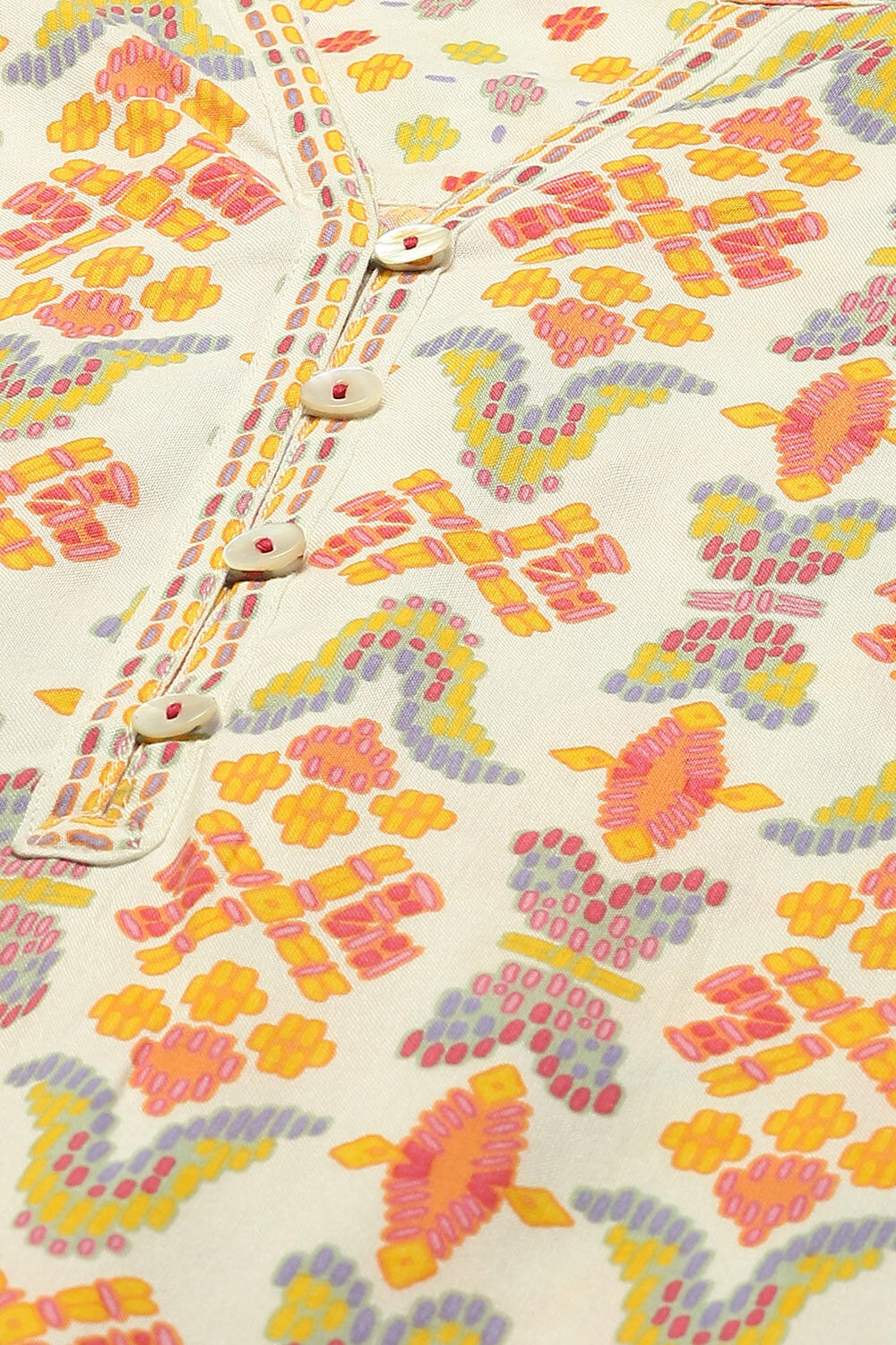 Off-white Printed Straight Kurti image number 1