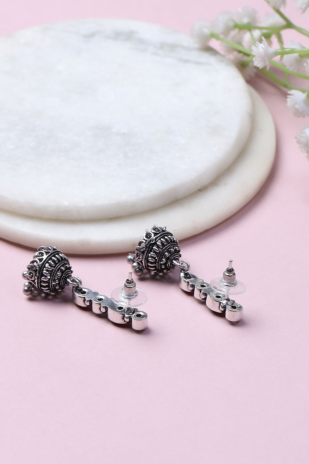 Red-White Alloy Jhumkas image number 2