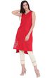 Red Cotton Straight Kurta image number 3