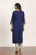 Blue Polyester Straight Kurta Pants Set image number 4