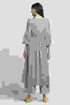 Grey Cotton Gathered Suit Set With Dupatta image number 4