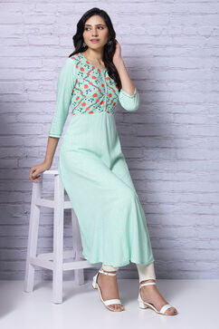 Mint Green Viscose Rayon A Line Kurta image number 0