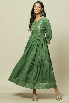 Sage Green LIVA Tiered Dress image number 0