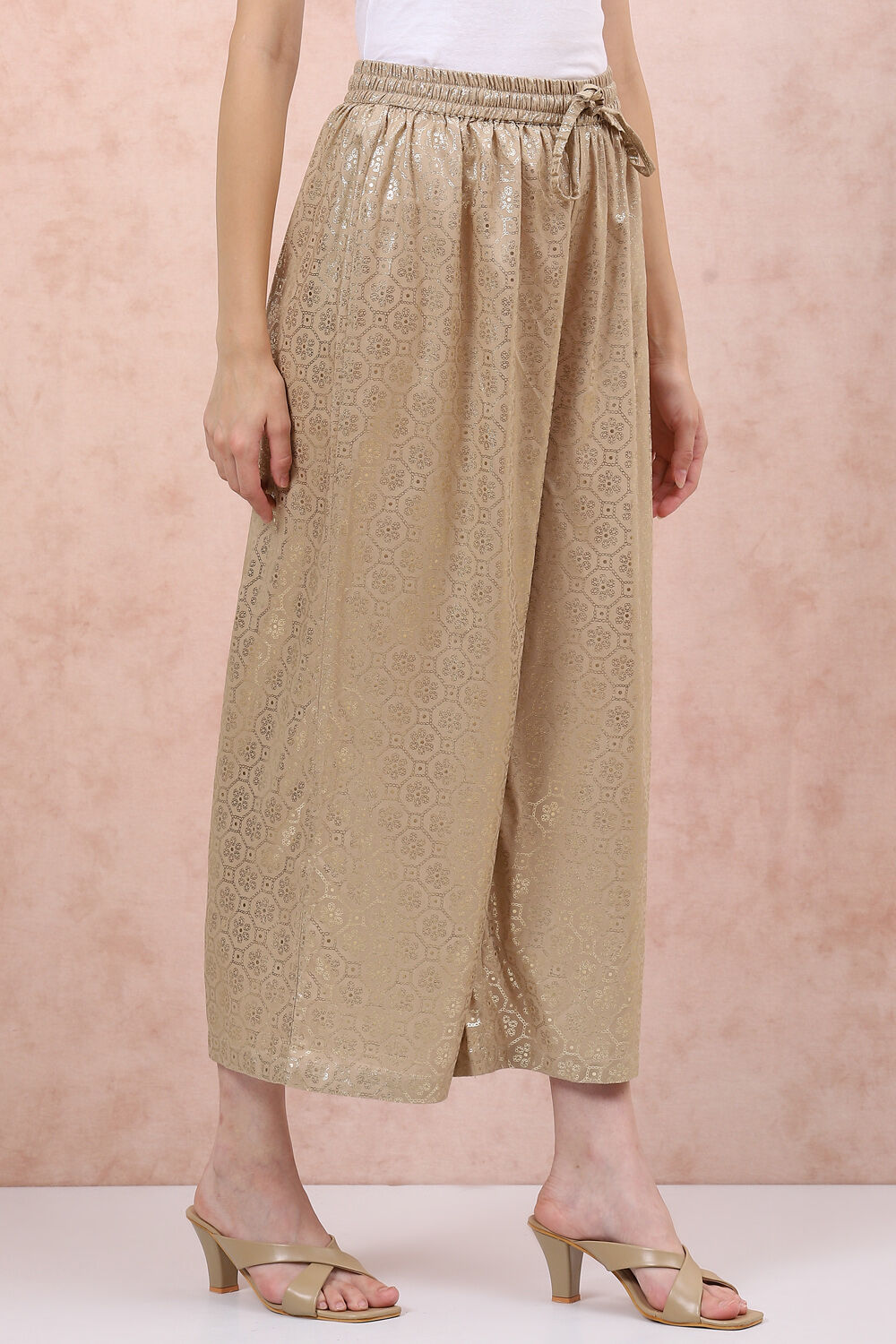 Golden LIVA Palazzo Pants image number 3