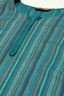 Teal Acrylic Straight Suit set image number 1