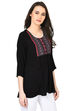 Black Flared Viscose Indie Top image number 1