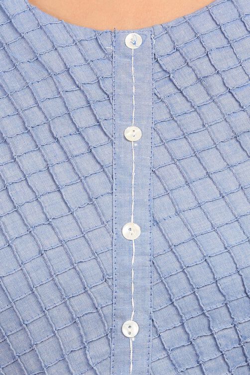 Blue Straight Cotton Kurta image number 4