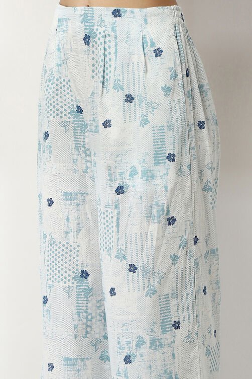 Blue Cotton Straight SET image number 2