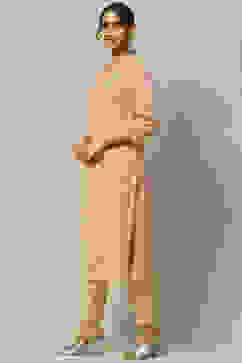 Ecru Rayon Straight Suit Set image number 3