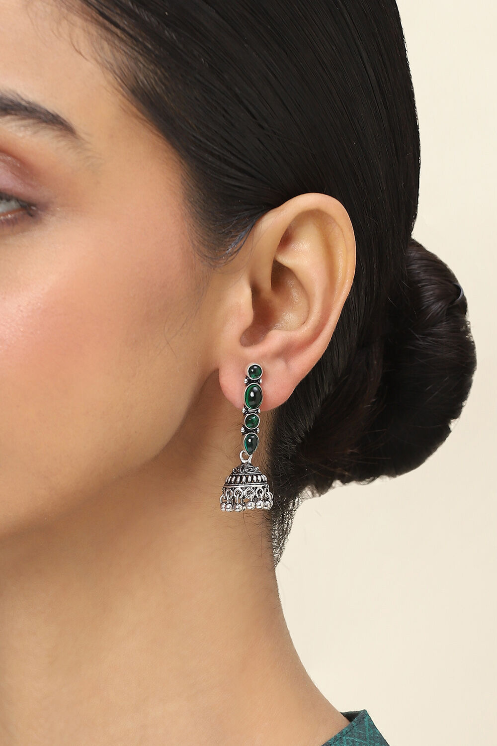 Green Alloy Jhumkas image number 1