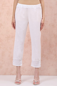 White Solid Slim Pants image number 0