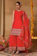 Pink Viscose Blend Straight Solid Suit Set image number 4