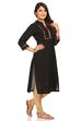 Black Straight Cotton Kurta image number 1