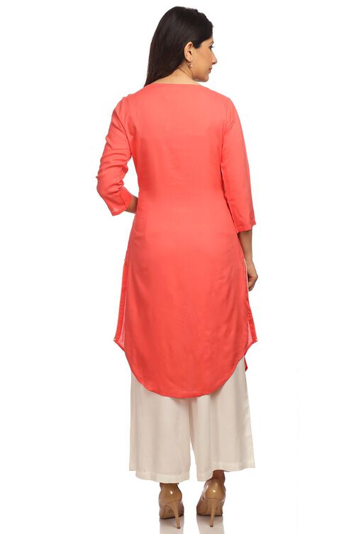 Light Pink Straight Viscose Rayon Kurta image number 4