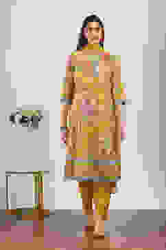 Yellow Viscose Polyester Kalidar Suit Sets image number 7